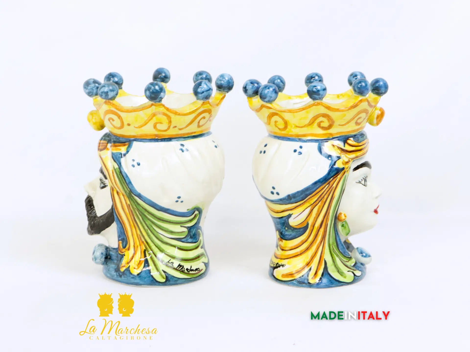 FINE SERIE - Teste di Moro Corona Blu in Ceramica di Caltagirone 15cm