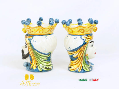 FINE SERIE - Teste di Moro Corona Blu in Ceramica di Caltagirone 15cm