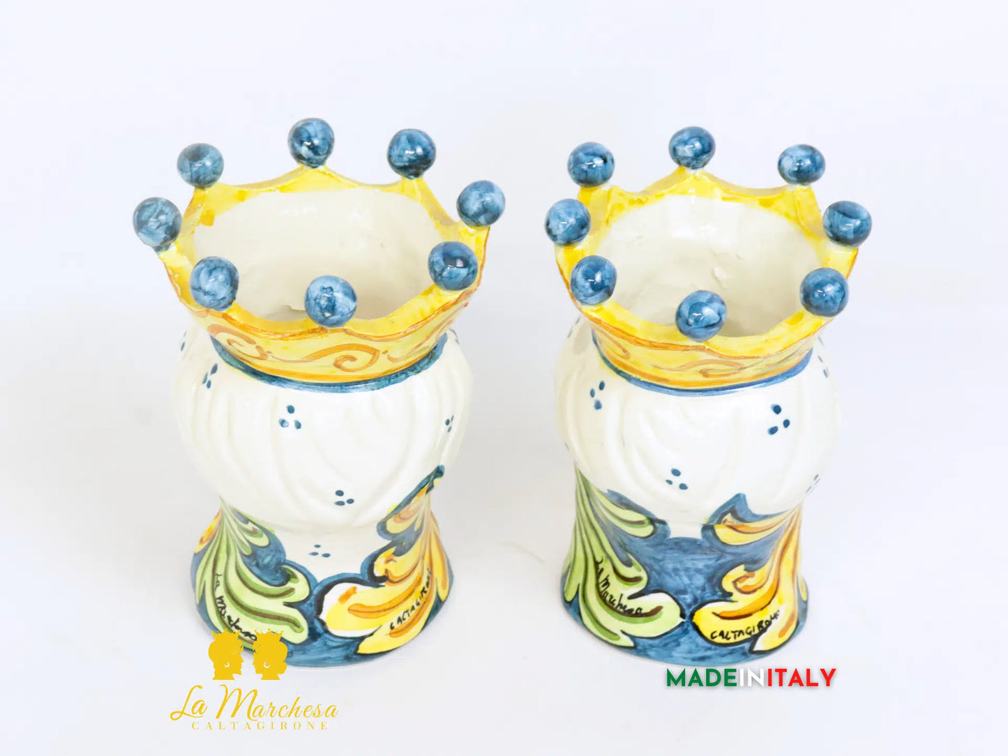 FINE SERIE - Teste di Moro Corona Blu in Ceramica di Caltagirone 15cm