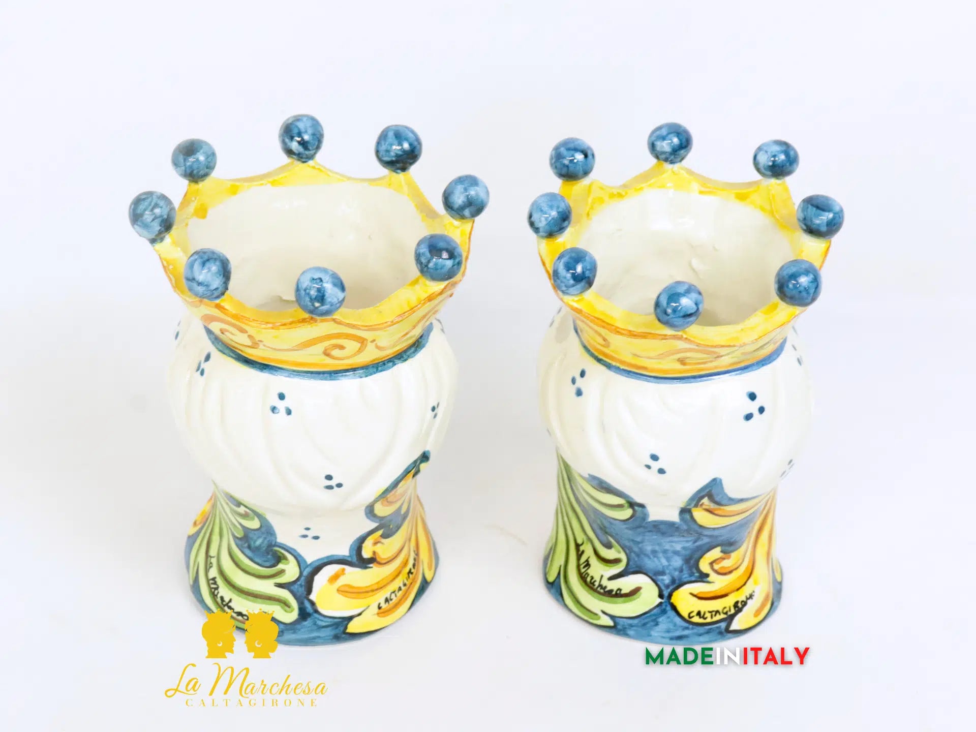 FINE SERIE - Teste di Moro Corona Blu in Ceramica di Caltagirone 15cm