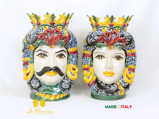 FINE SERIE - Teste di Moro Taormina Corona e Punte in Ceramica di Caltagirone 38cm