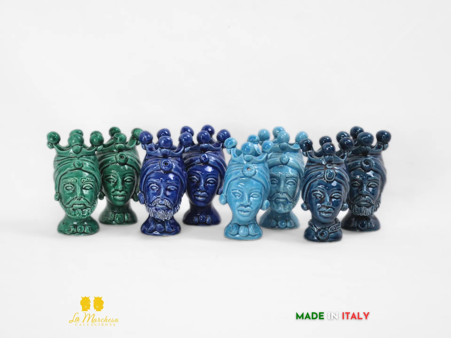 FINE SERIE Portapenne Teste di Moro Ceramica di Caltagirone h10 - vari colori