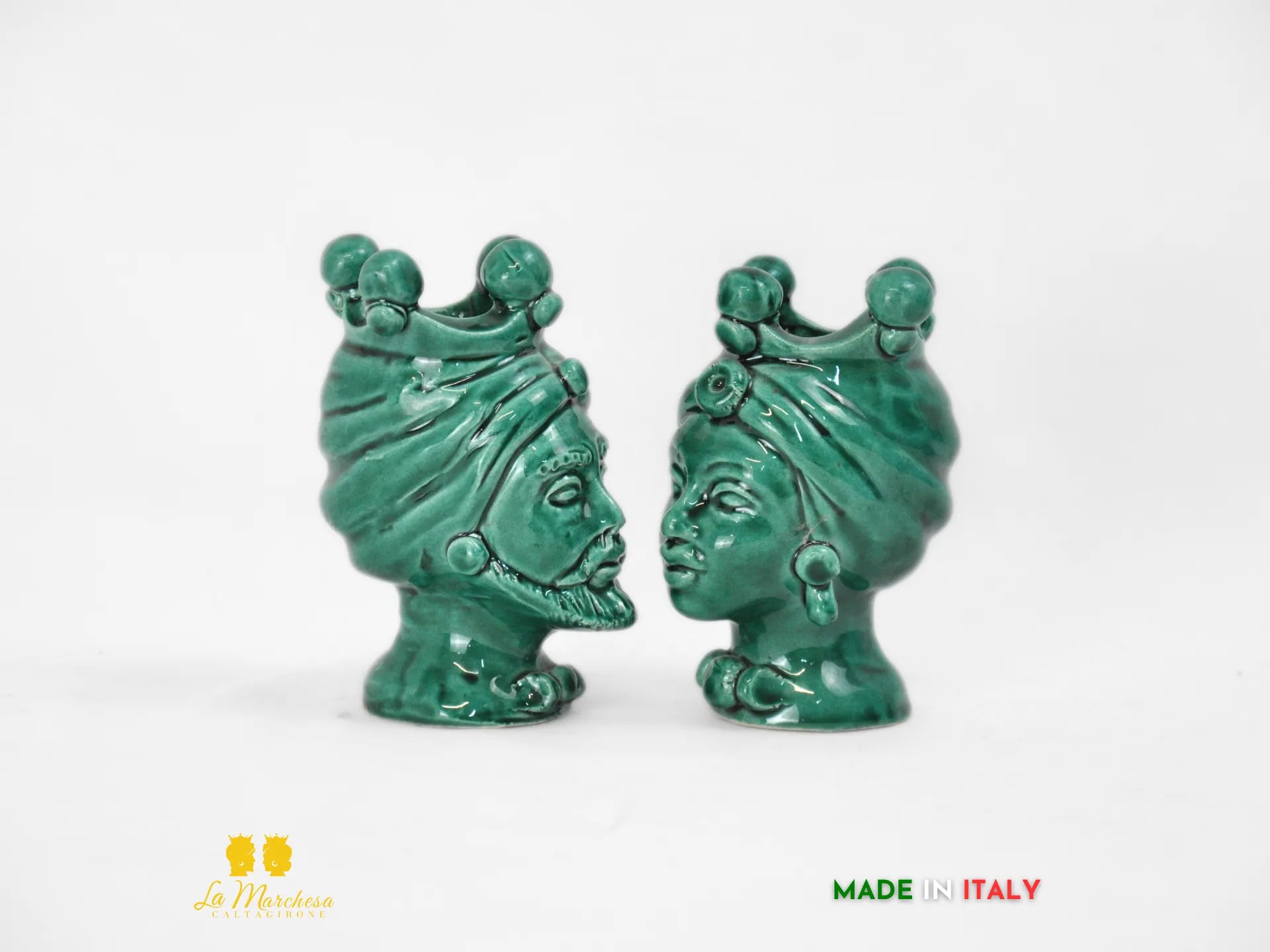 FINE SERIE Portapenne Teste di Moro Ceramica di Caltagirone h10 - vari colori