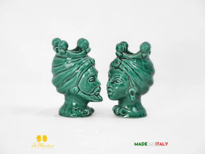 FINE SERIE Portapenne Teste di Moro Ceramica di Caltagirone h10 - vari colori