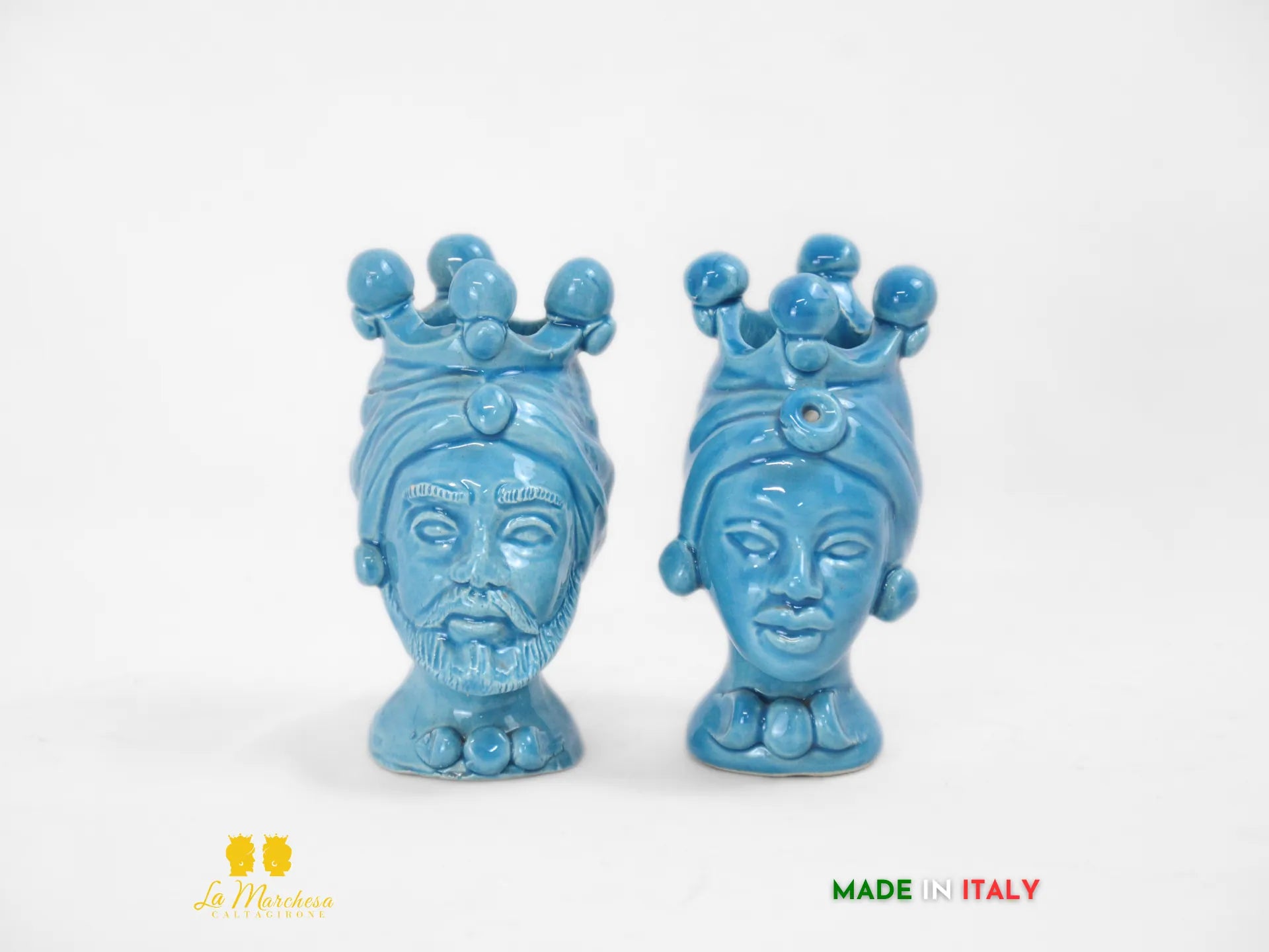 FINE SERIE Portapenne Teste di Moro Ceramica di Caltagirone h10 - vari colori