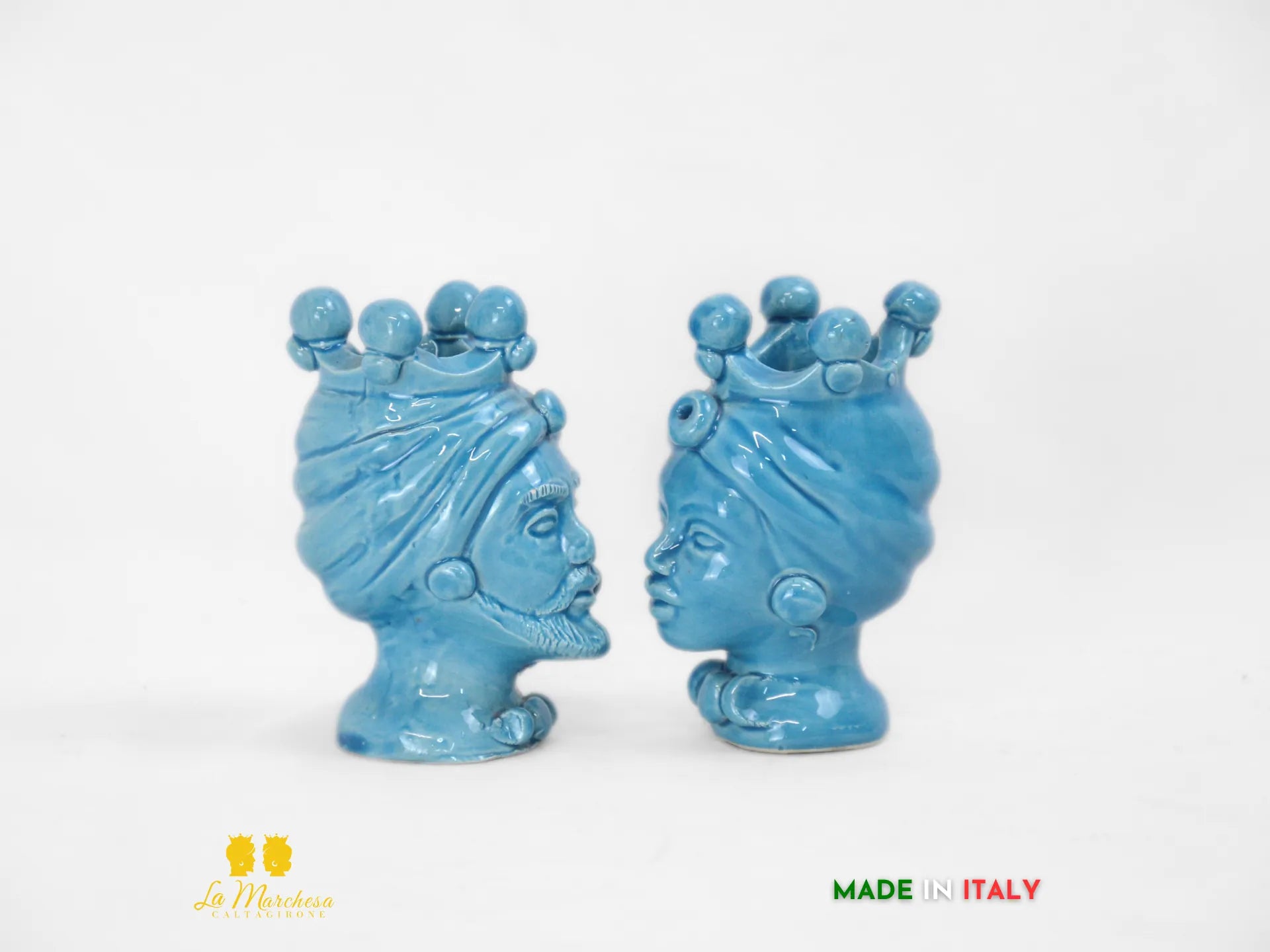 FINE SERIE Portapenne Teste di Moro Ceramica di Caltagirone h10 - vari colori