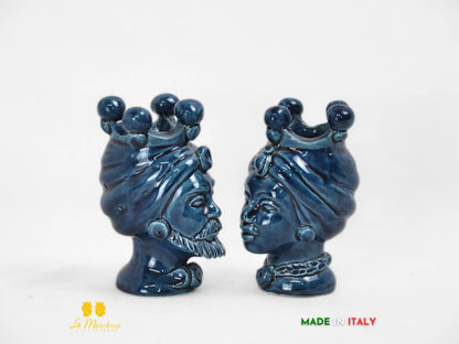 FINE SERIE Portapenne Teste di Moro Ceramica di Caltagirone h10 - vari colori
