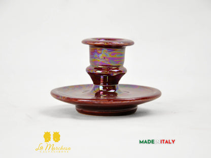 FINE SERIE - Porta Candela Madreperla in Ceramica di Caltagirone H6 cm