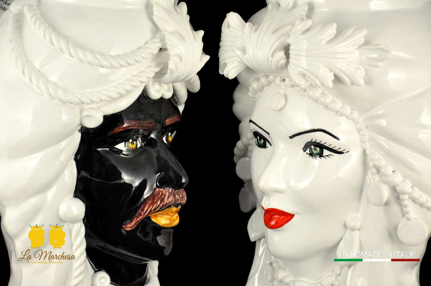FINE SERIE - Teste di Moro ceramica di Caltagirone corona cm44