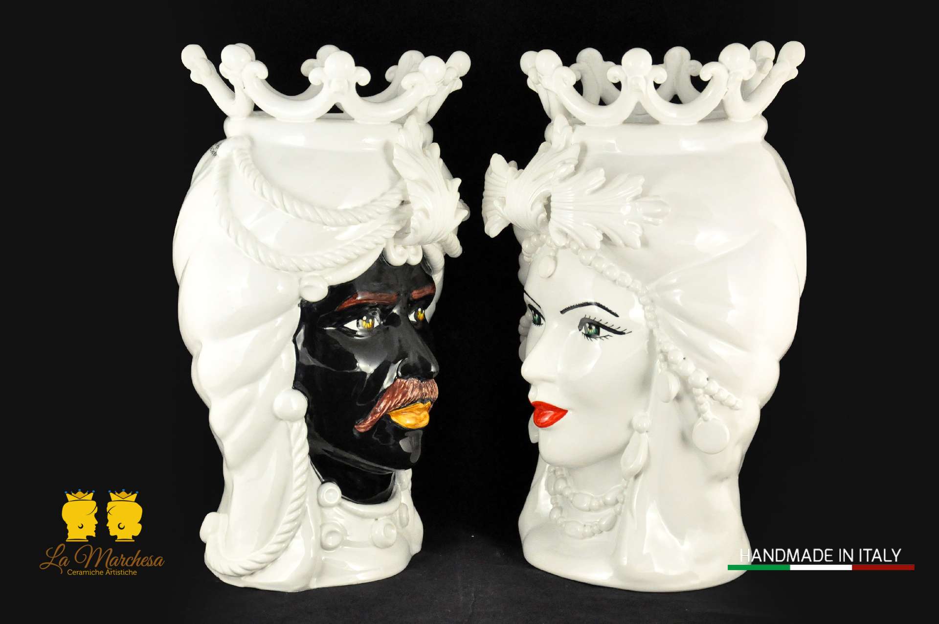 Teste di Caltagirone bianche in ceramica 