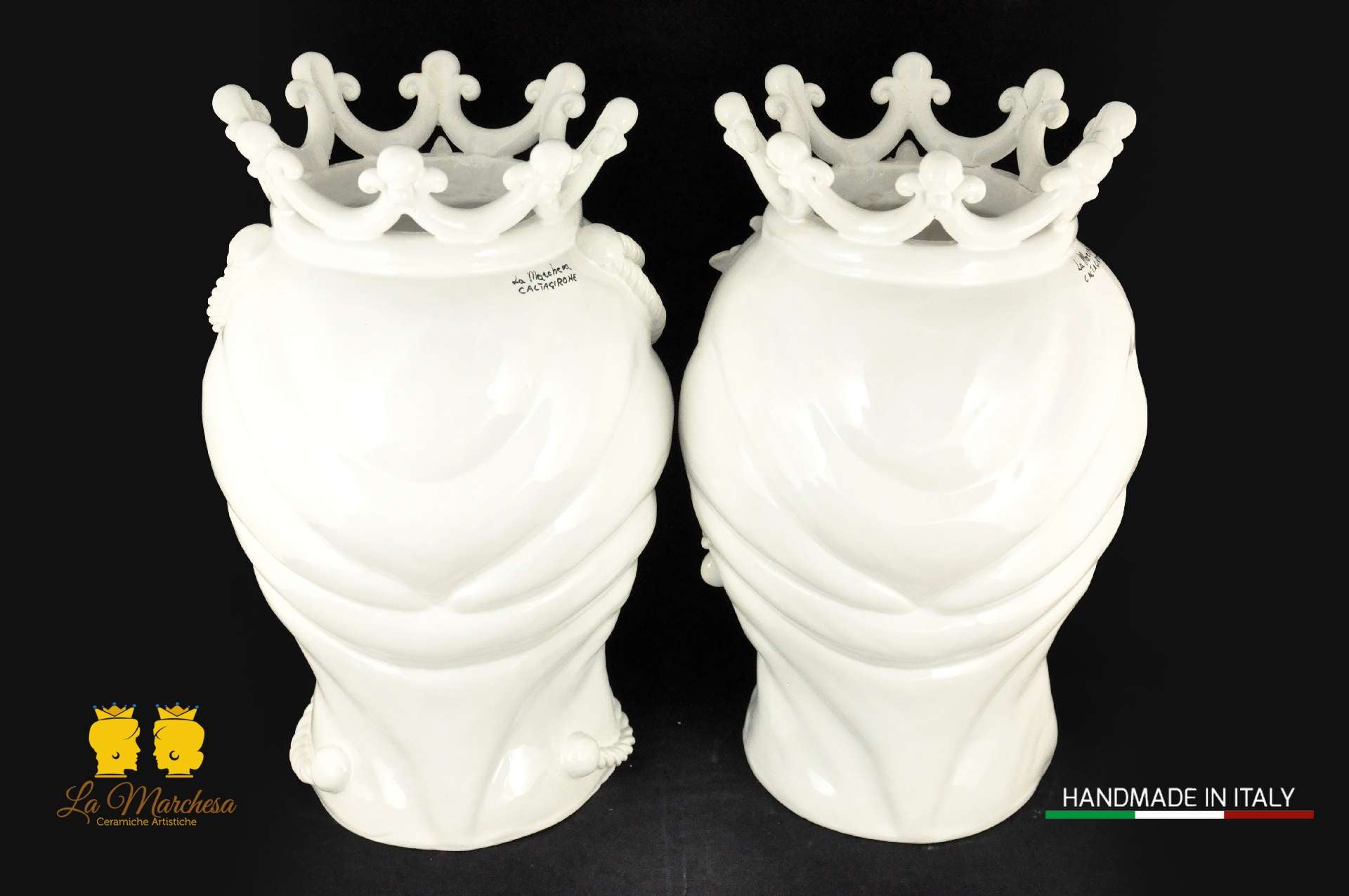 Teste di Moro ceramica di Caltagirone corona retro