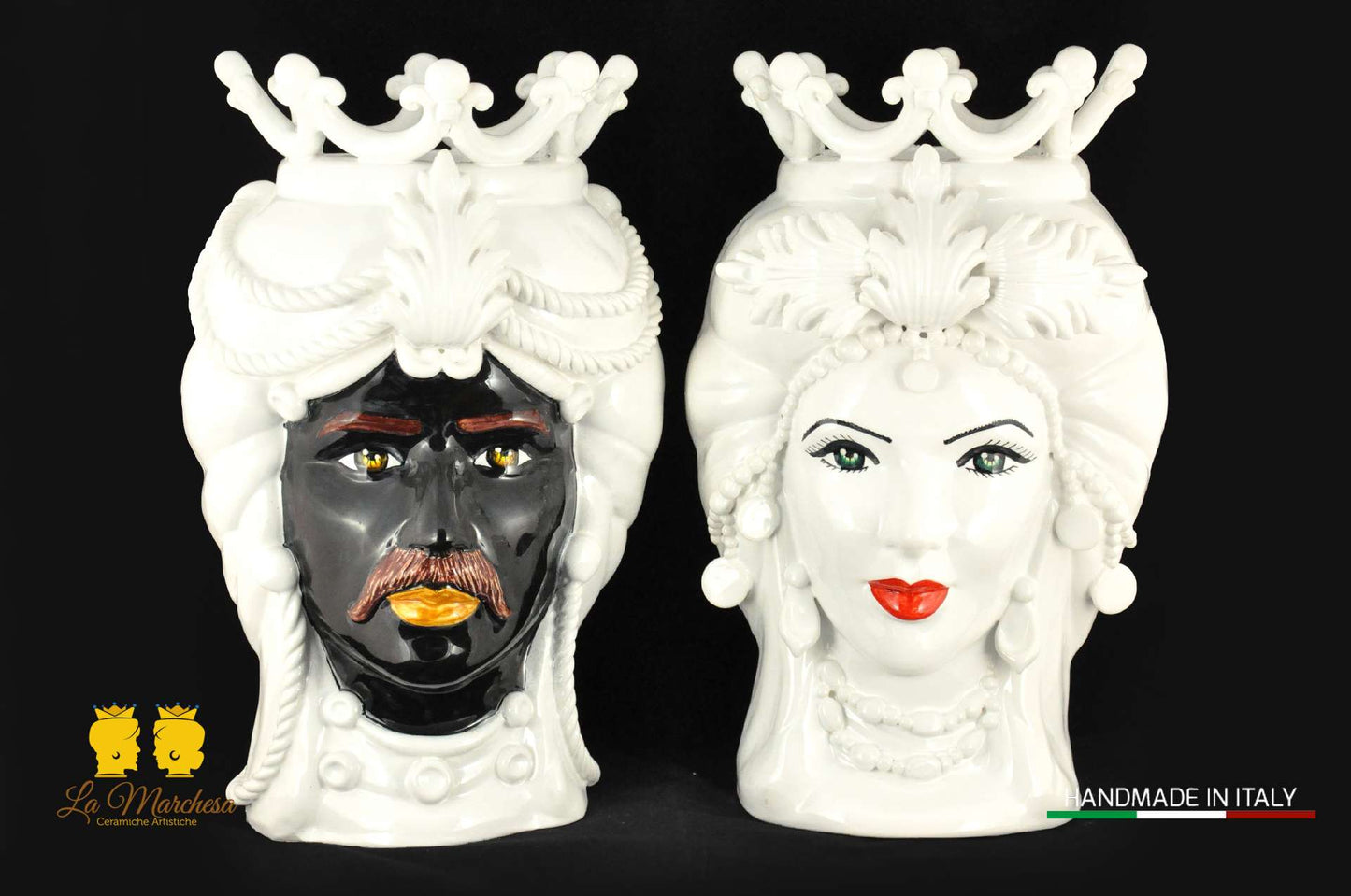 FINE SERIE - Teste di Moro ceramica di Caltagirone corona cm44