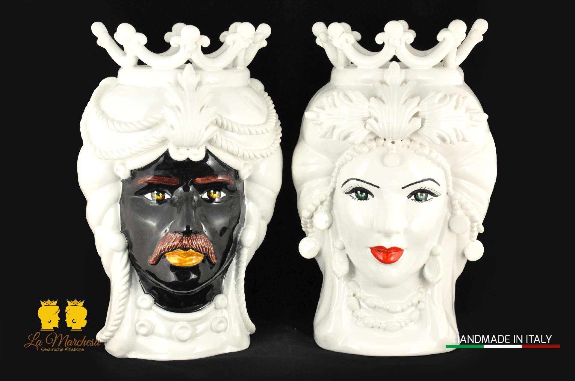 FINE SERIE - Teste di Moro ceramica di Caltagirone corona cm44