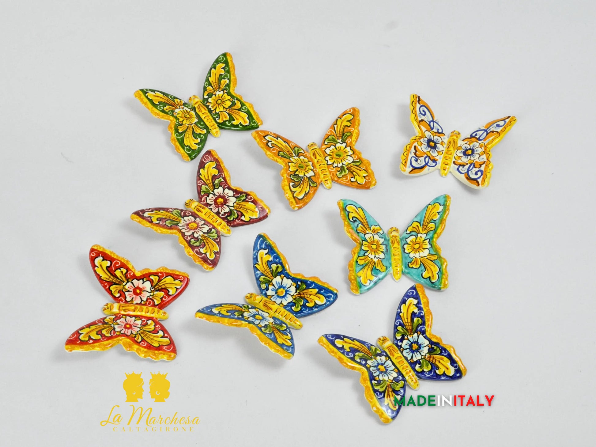 farfalla in ceramica di caltagirone 10 cm - vari decori