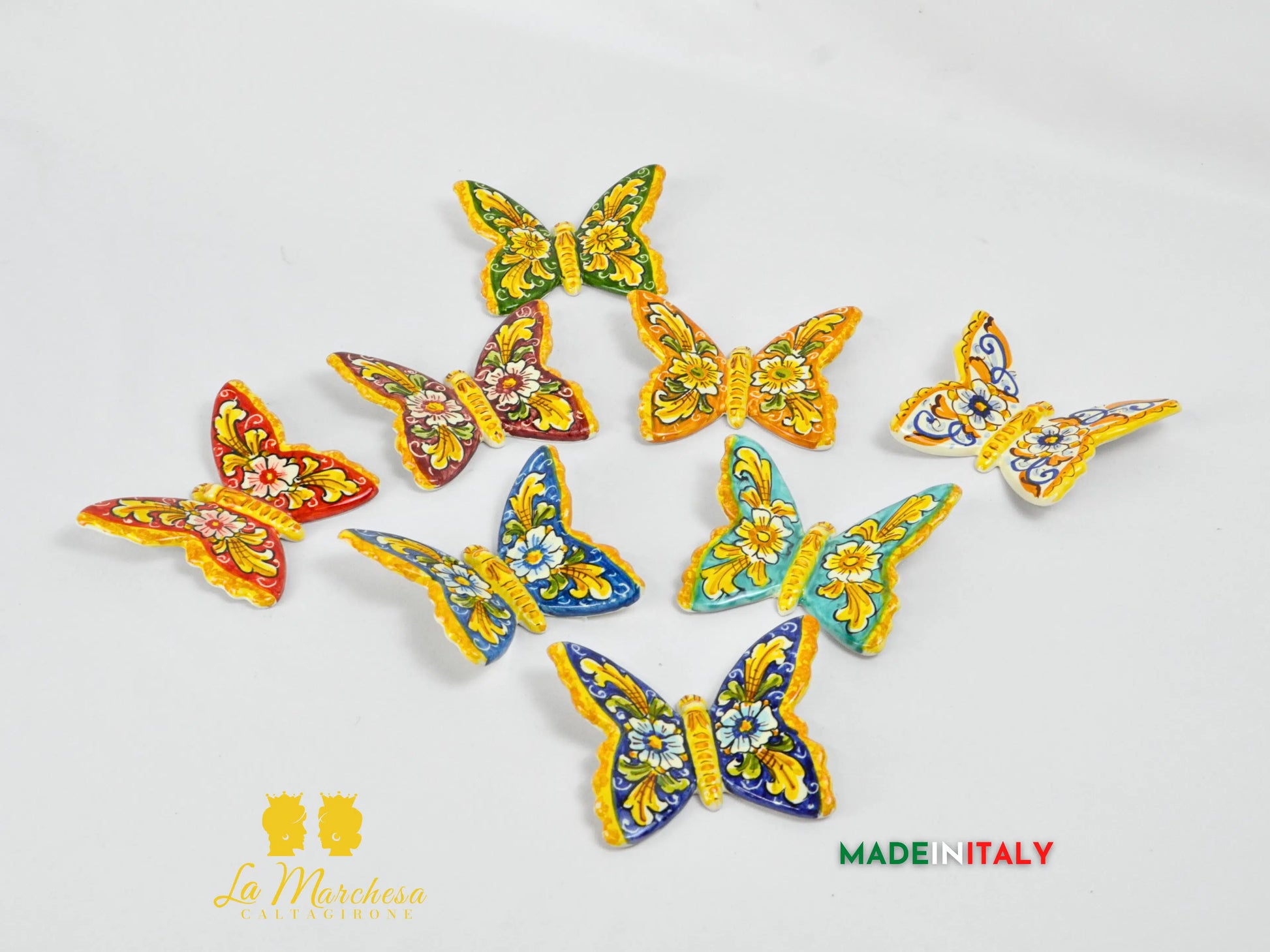 farfalla in ceramica di caltagirone 10 cm - vari decori