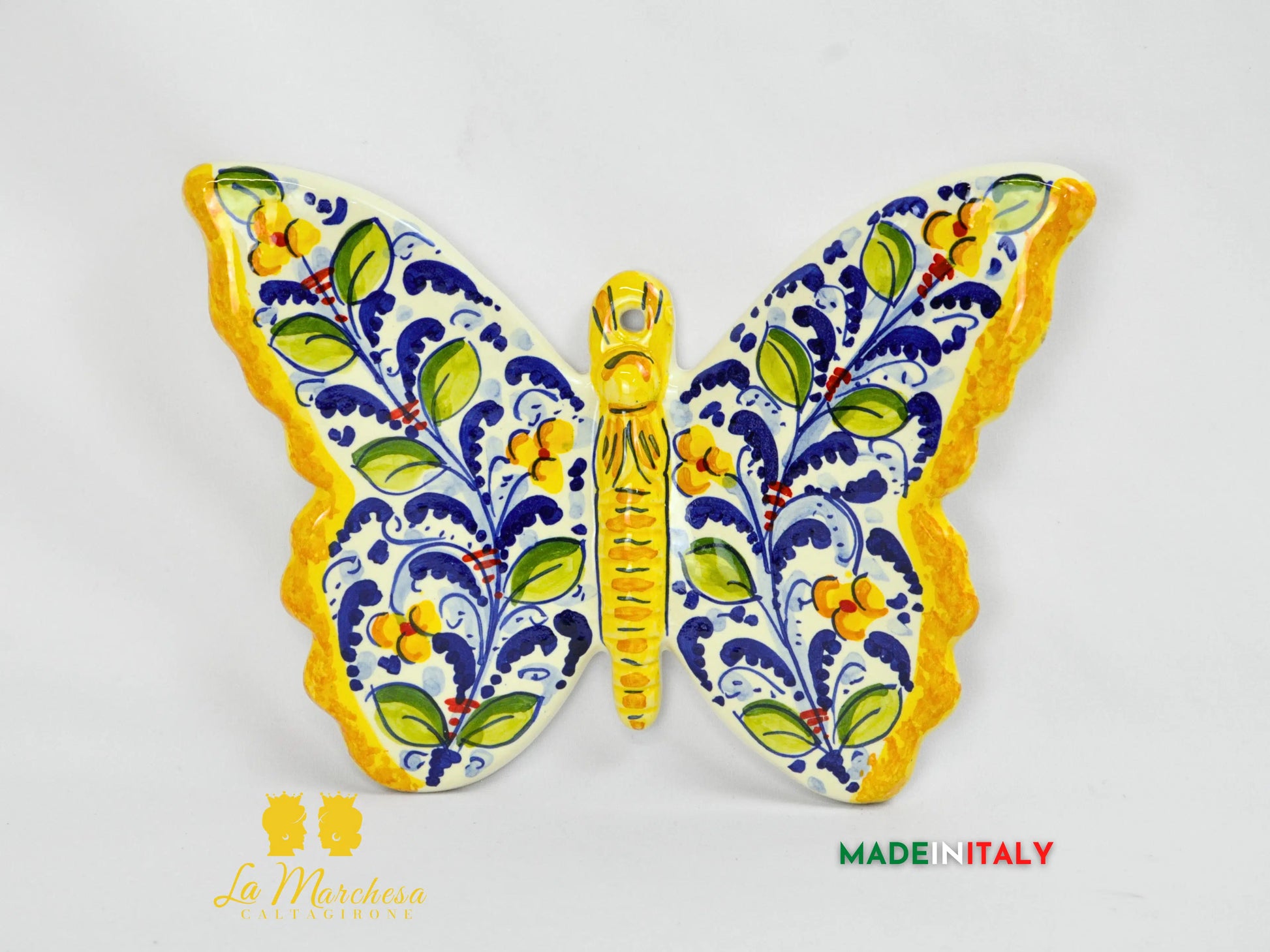 farfalla in ceramica di caltagirone 24cm - 600 blu