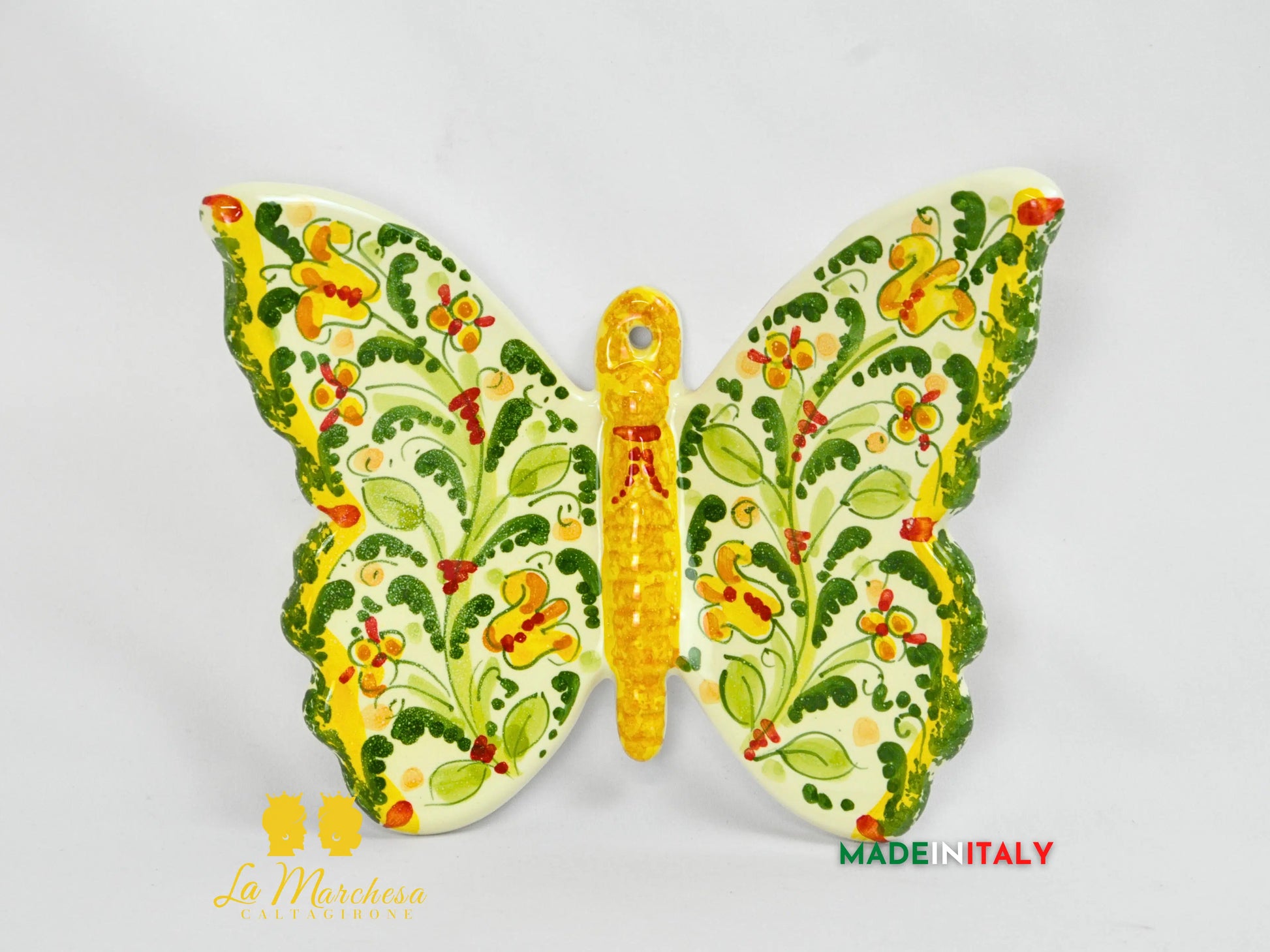farfalla in ceramica di caltagirone 24cm - 600 verde