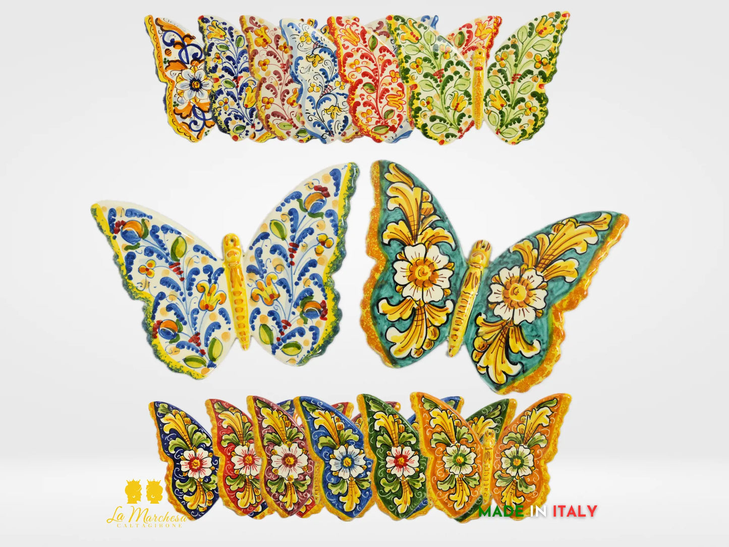 Farfalla in Ceramica di Caltagirone 20cm - Vari Decori
