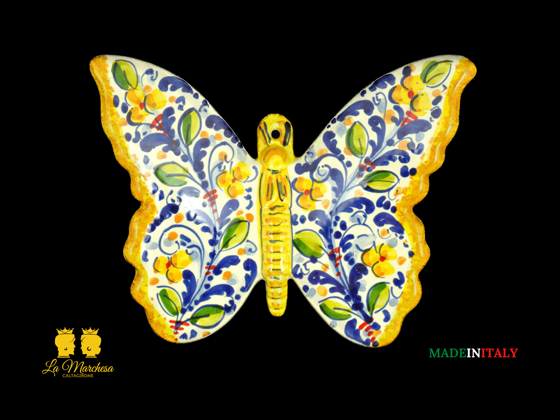 Farfalla in Ceramica di Caltagirone 24cm - '600 Decorazioni Assortite