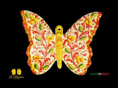 Farfalla in Ceramica di Caltagirone 24cm - '600 rosso