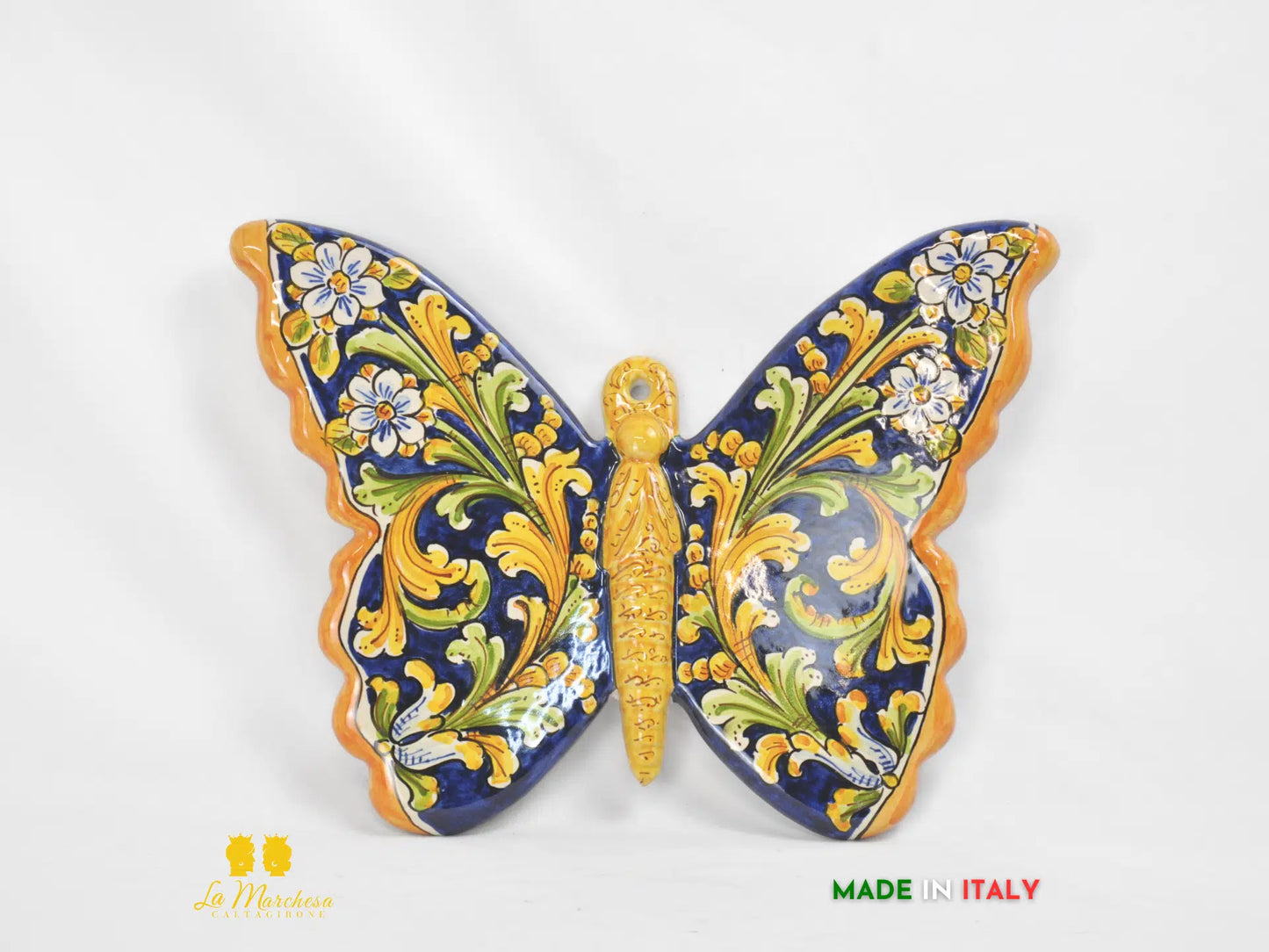 Farfalla Decorata Decorazione da Parete in Ceramica di Caltagirone 35cm - Vari Decori