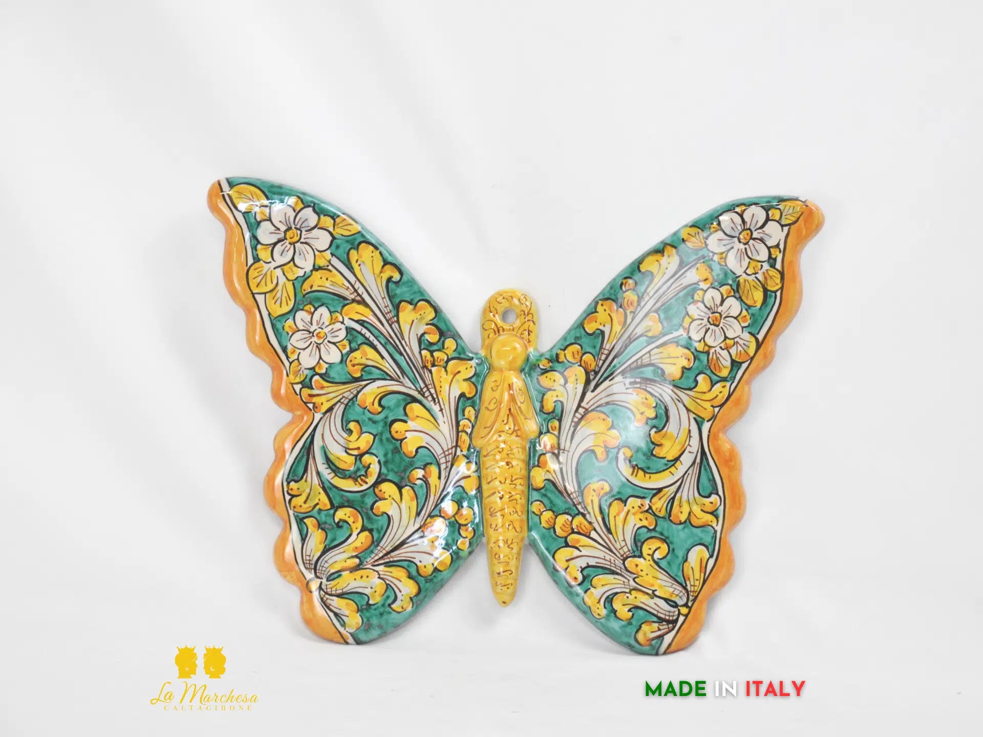 Farfalla Decorata Decorazione da Parete in Ceramica di Caltagirone 35cm - Vari Decori