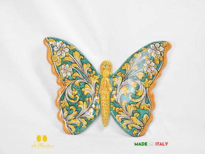 Farfalla Decorata Decorazione da Parete in Ceramica di Caltagirone 35cm - Vari Decori