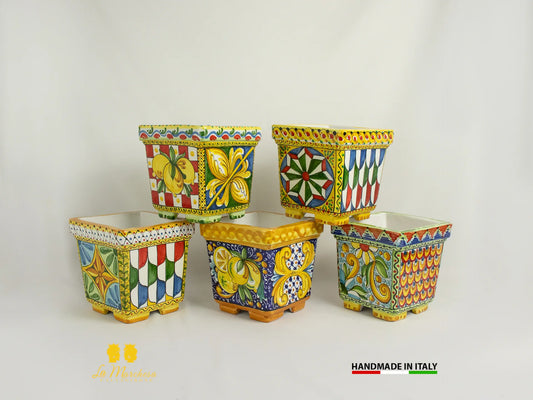 Fioriera in Ceramica Caltagirone carretto quadrate 17m-1