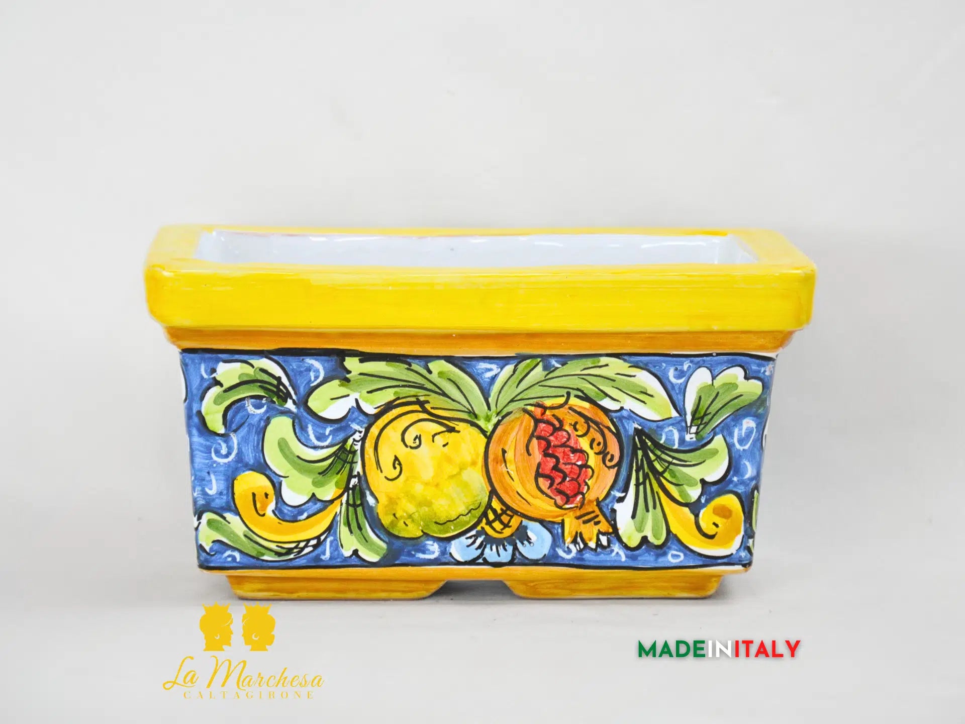 Fioriera da esterno rettangolare ceramica di Caltagirone 23cm - Vari Decori