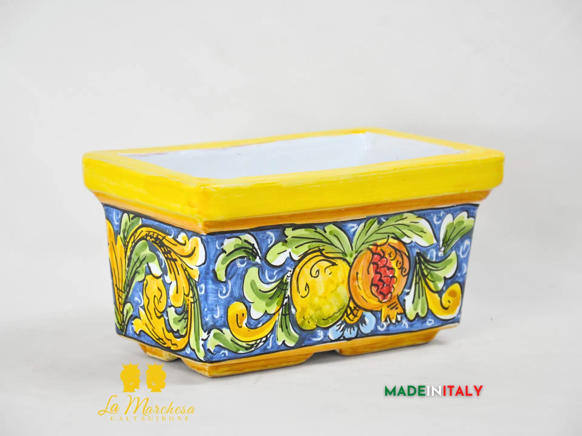 Fioriera da esterno rettangolare ceramica di Caltagirone 23cm - Vari Decori