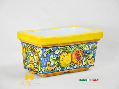 Fioriera da esterno rettangolare ceramica di Caltagirone 23cm - Vari Decori