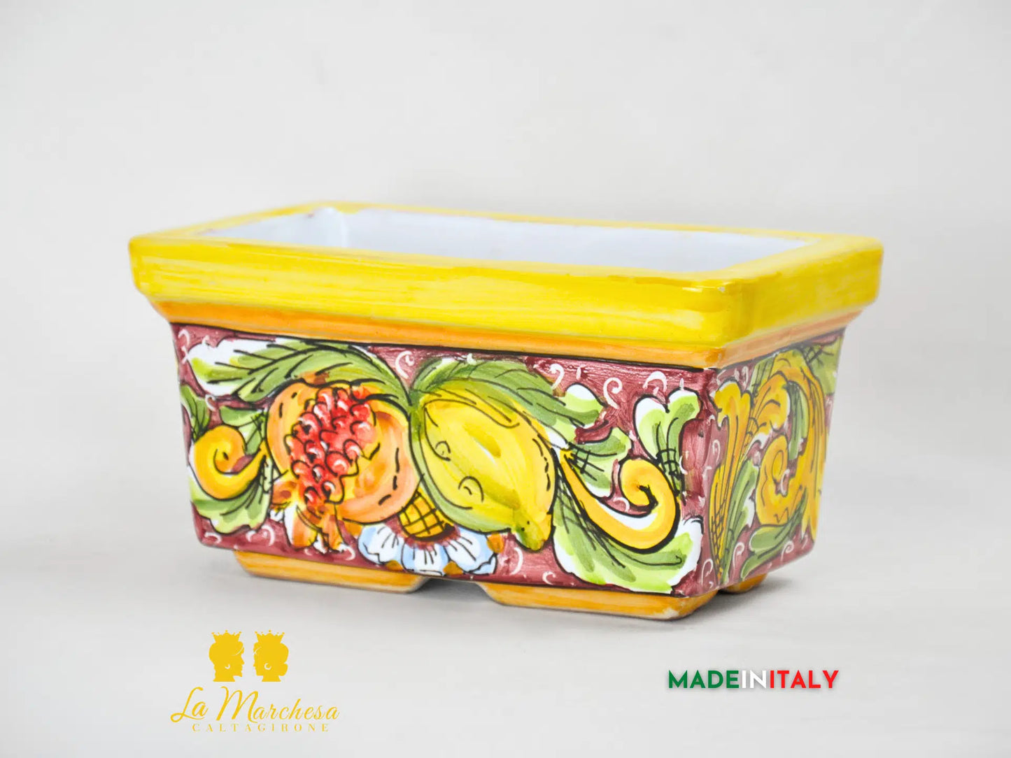 Fioriera da esterno rettangolare ceramica di Caltagirone 23cm - Vari Decori