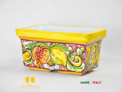 Fioriera da esterno rettangolare ceramica di Caltagirone 23cm - Vari Decori