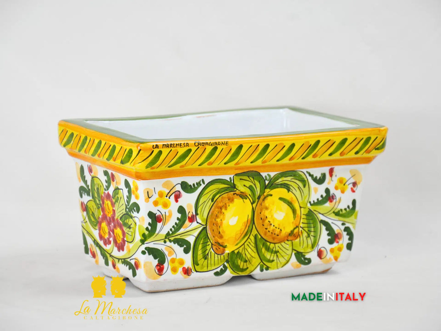 Fioriera da esterno rettangolare ceramica di Caltagirone 23cm - Vari Decori