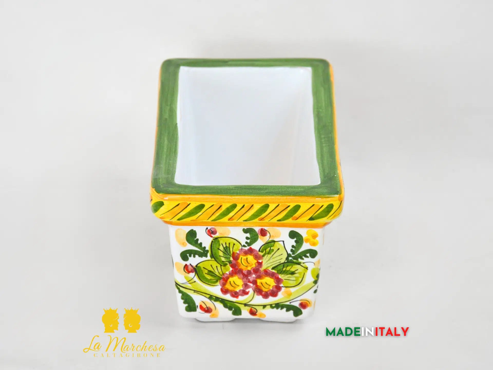Fioriera da esterno rettangolare ceramica di Caltagirone 23cm - Vari Decori