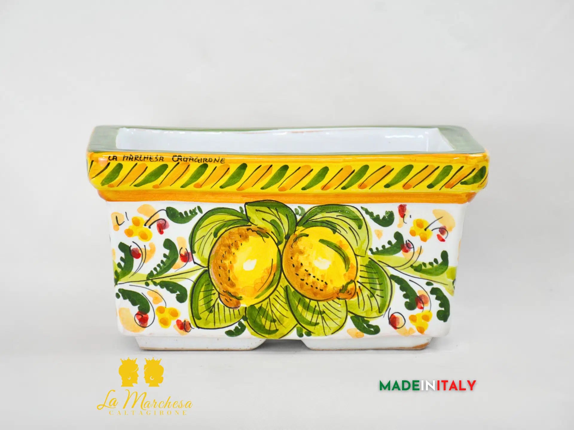 Fioriera da esterno rettangolare ceramica di Caltagirone 23cm - Vari Decori