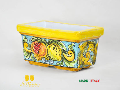 Fioriera da esterno rettangolare ceramica di Caltagirone 23cm - Vari Decori