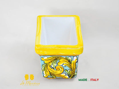 Fioriera da esterno rettangolare ceramica di Caltagirone 23cm - Vari Decori