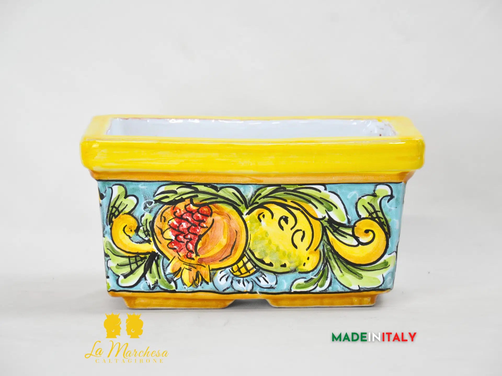 Fioriera da esterno rettangolare ceramica di Caltagirone 23cm - Vari Decori