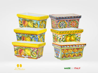 Fioriera da esterno rettangolare ceramica di Caltagirone 23cm - Vari Decori
