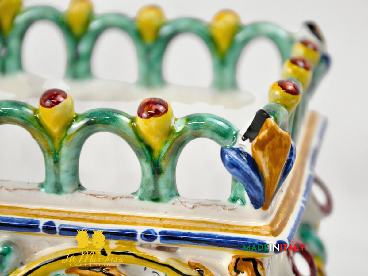 Fioriera Rettangolare in Ceramica di Caltagirone Deluxe 36 cm