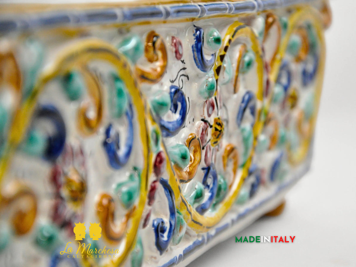 Fioriera Rettangolare in Ceramica di Caltagirone Deluxe 36 cm