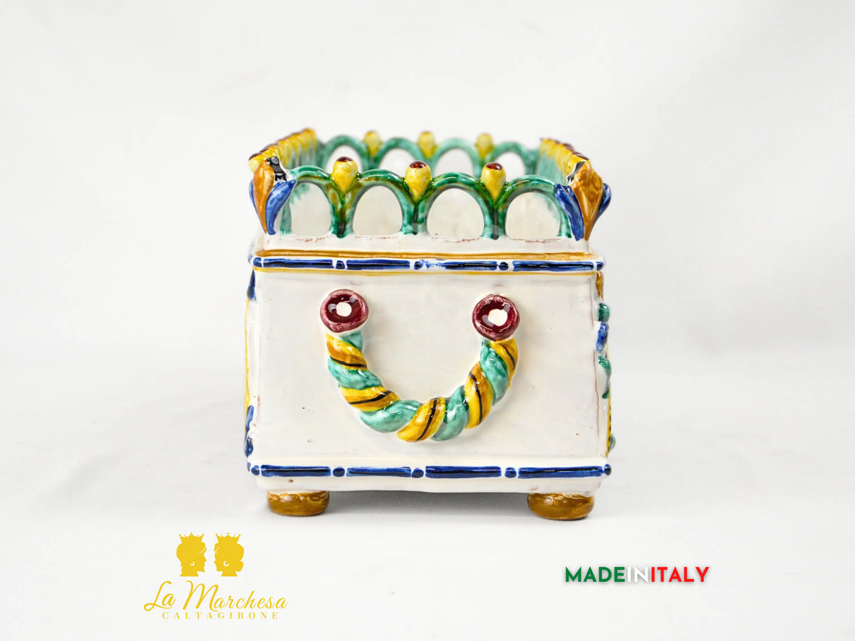 Fioriera Rettangolare in Ceramica di Caltagirone Deluxe 36 cm