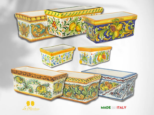 Fioriera da esterno in Ceramica di Caltagirone rettangolare 31cm