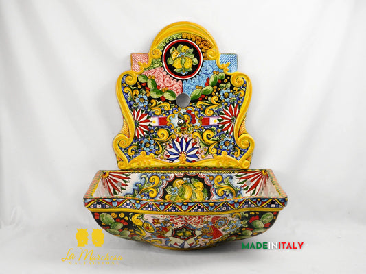 Fontana Decorata in Ceramica di Caltagirone Carretto Siciliano DeLuxe