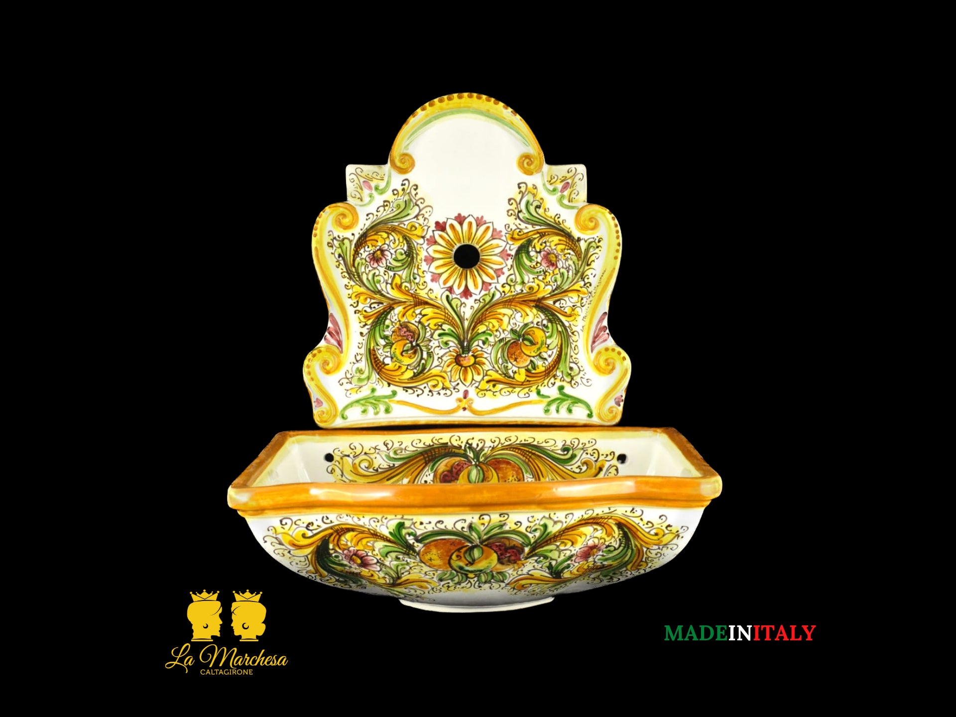 Fontana da giardino a muro Siciliana per esterno in Ceramica di Caltagirone