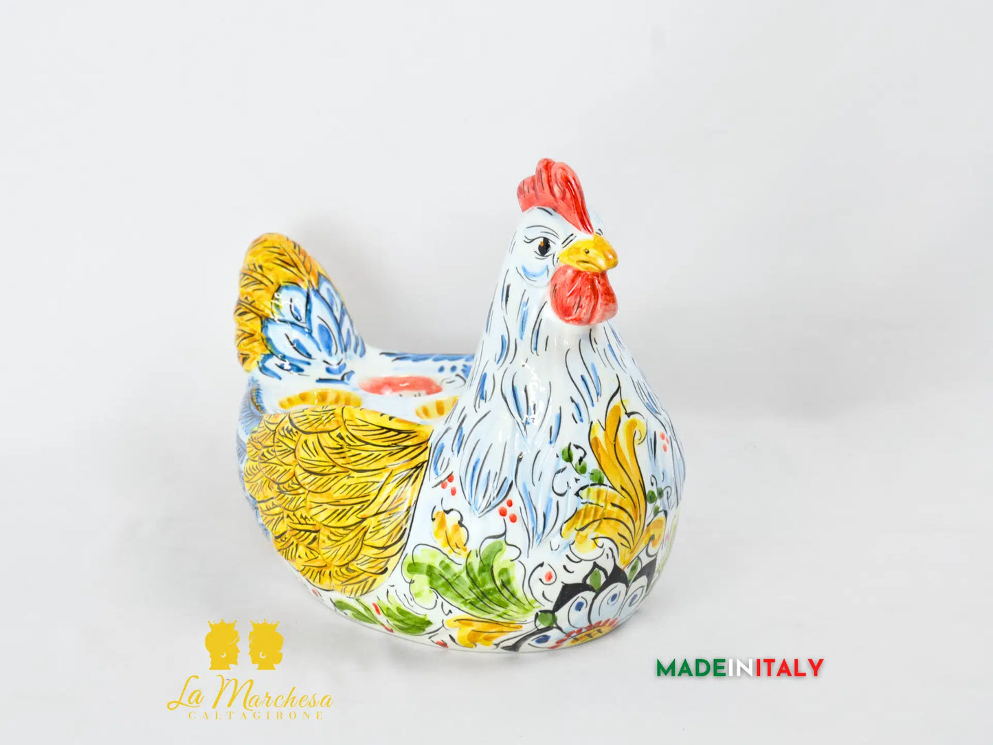 Gallina Porta Uova Decorata in Ceramica di Caltagirone - Vari Modelli