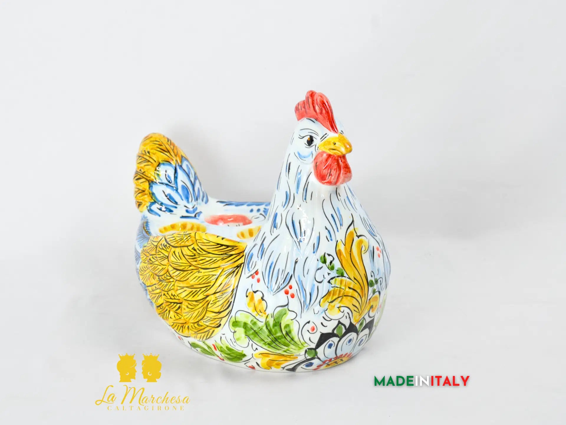 Gallina Porta Uova Decorata in Ceramica di Caltagirone - Vari Modelli