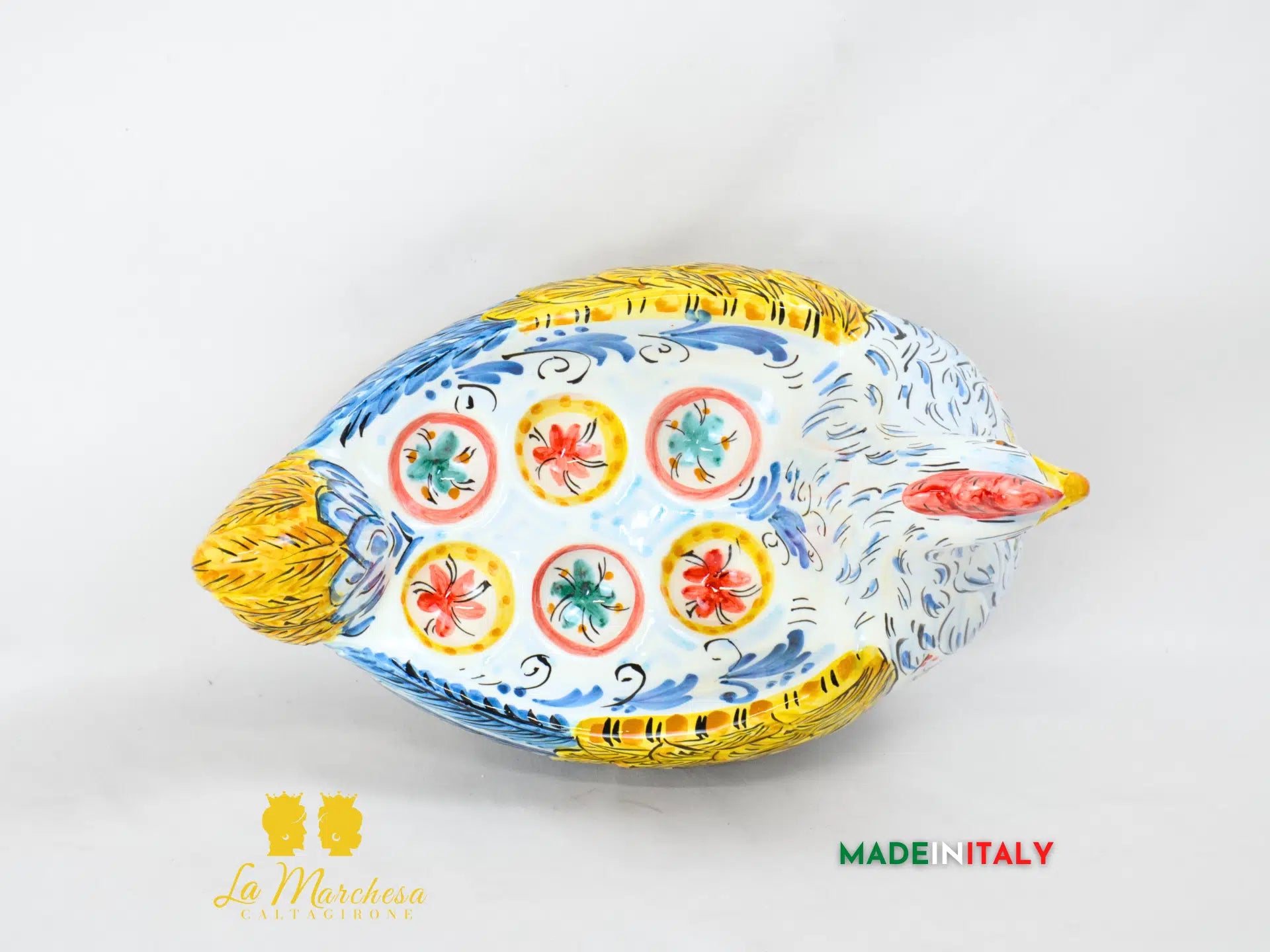 Gallina Porta Uova Decorata in Ceramica di Caltagirone - Vari Modelli