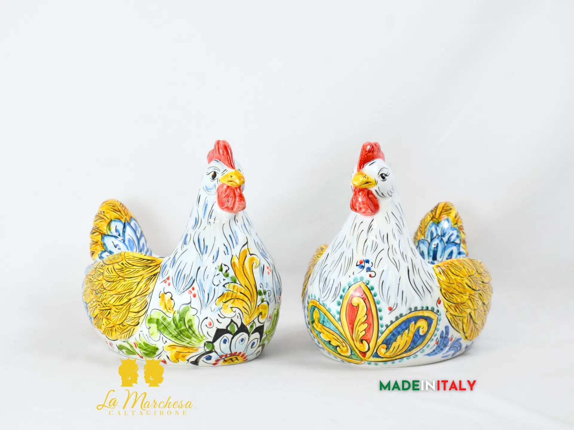 Gallina Porta Uova Decorata in Ceramica di Caltagirone - Vari Modelli